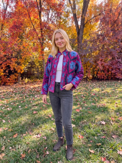 Fuchsia Bloom Embroidered Jacket