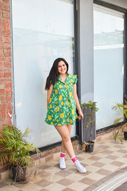 Emerald Meadow Ruffle Tunic Dress