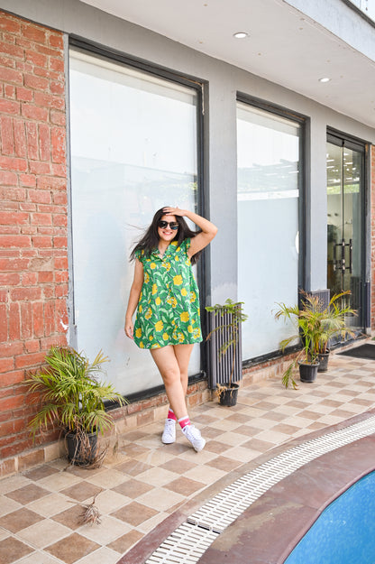 Emerald Meadow Ruffle Tunic Dress