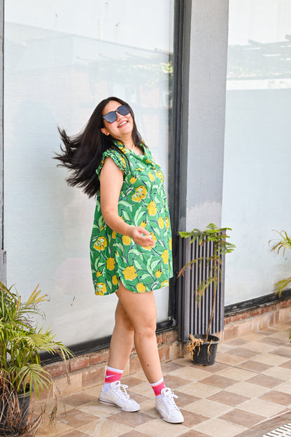 Emerald Meadow Ruffle Tunic Dress