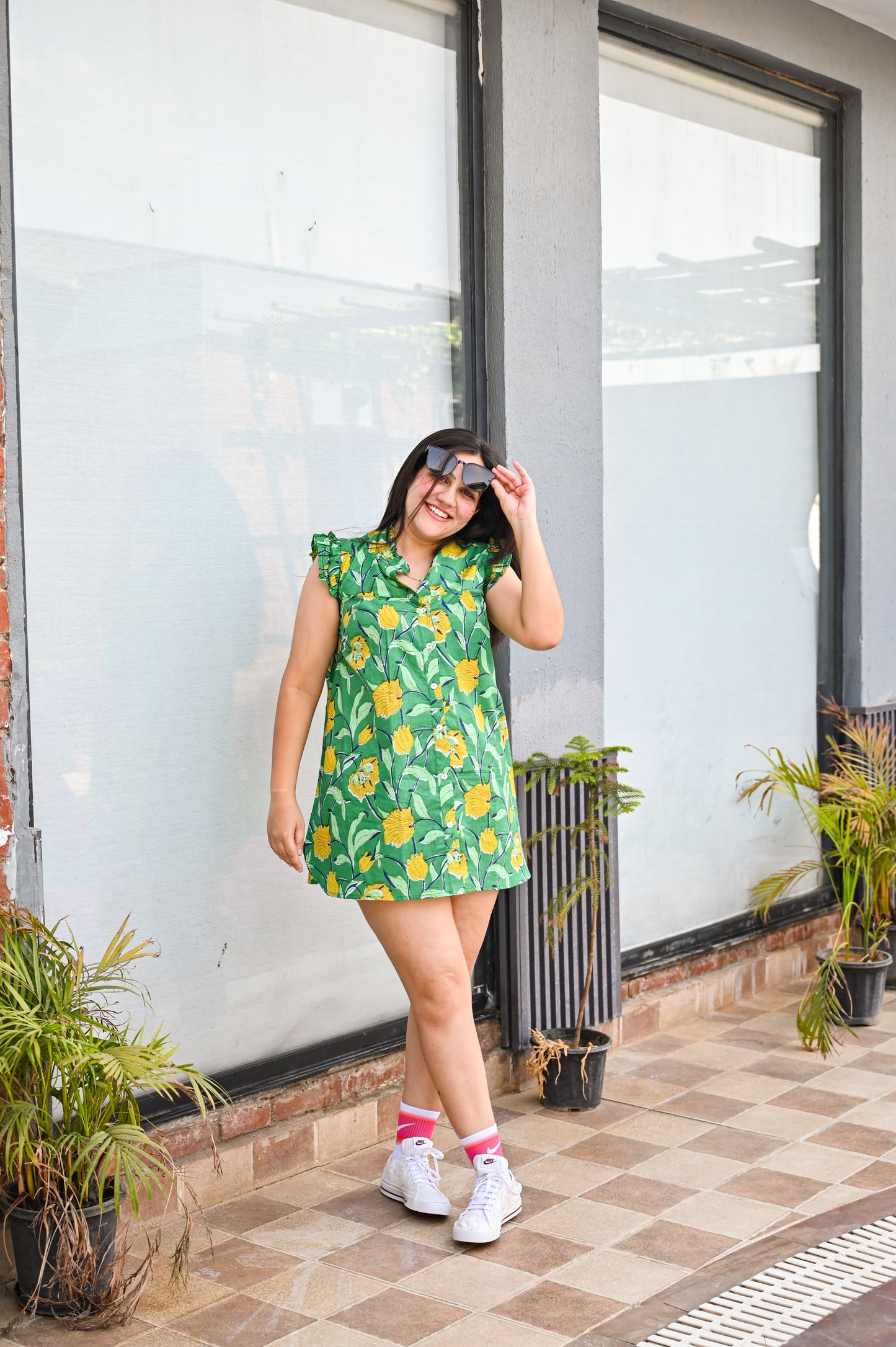 Emerald Meadow Ruffle Tunic Dress