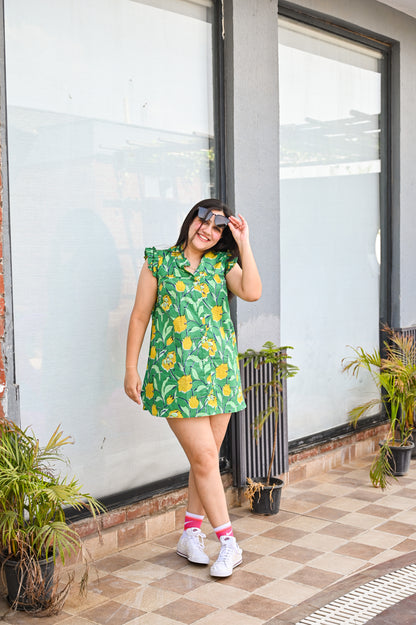 Emerald Meadow Ruffle Tunic Dress