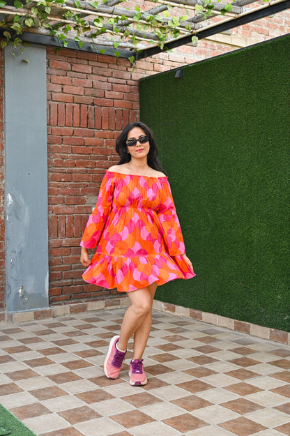 Bold Color Pop Off-Shoulder Dress