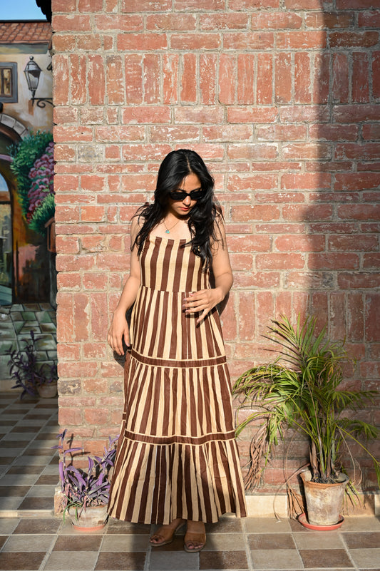 Riviera Striped Tie-Shoulder Sundress