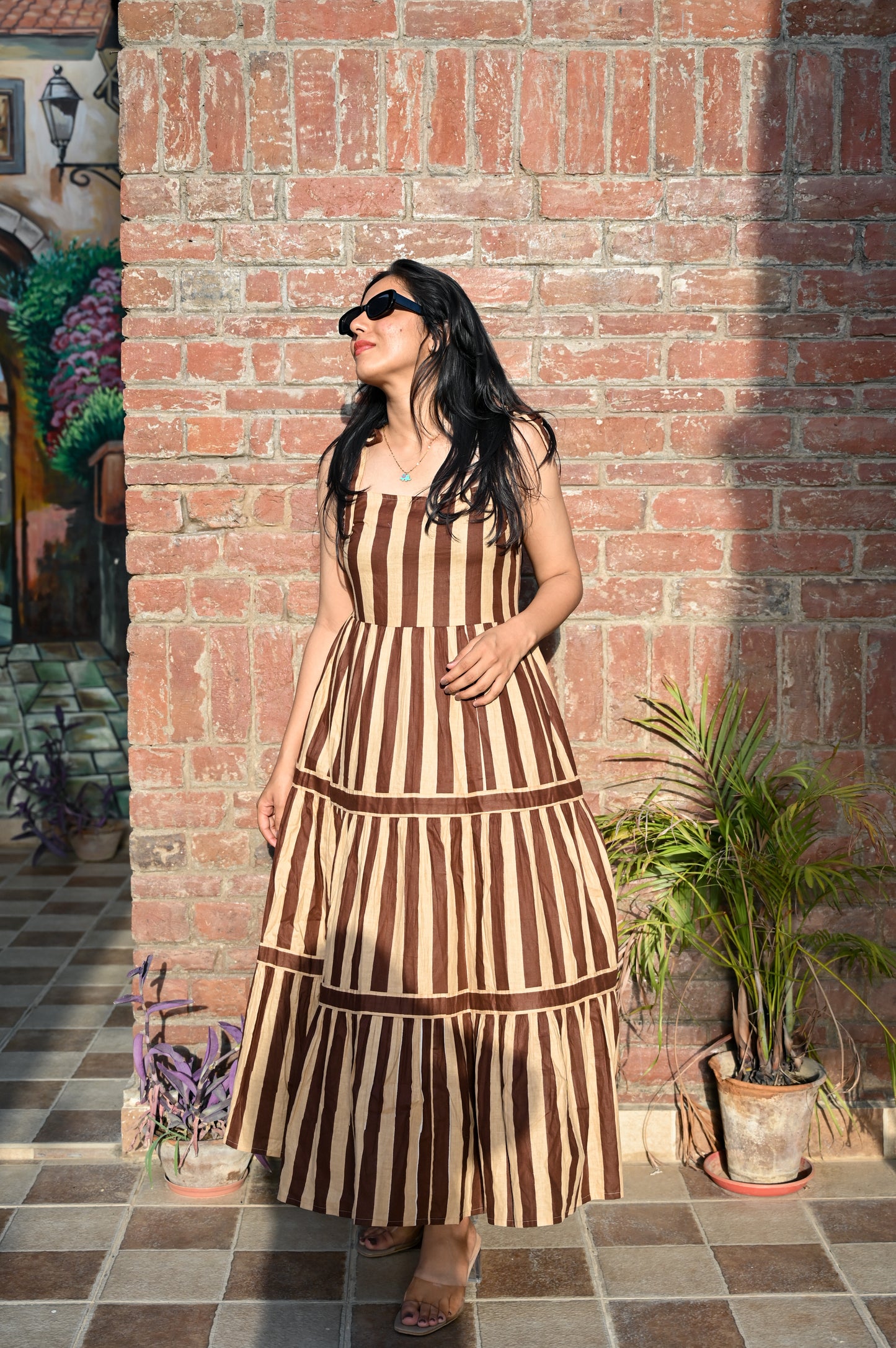 Riviera Striped Tie-Shoulder Sundress