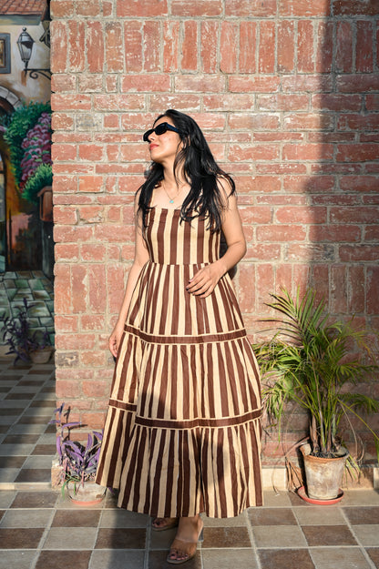 Riviera Striped Tie-Shoulder Sundress