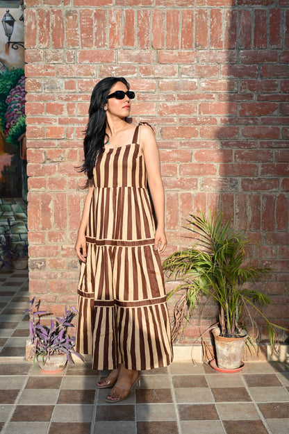 Riviera Striped Tie-Shoulder Sundress