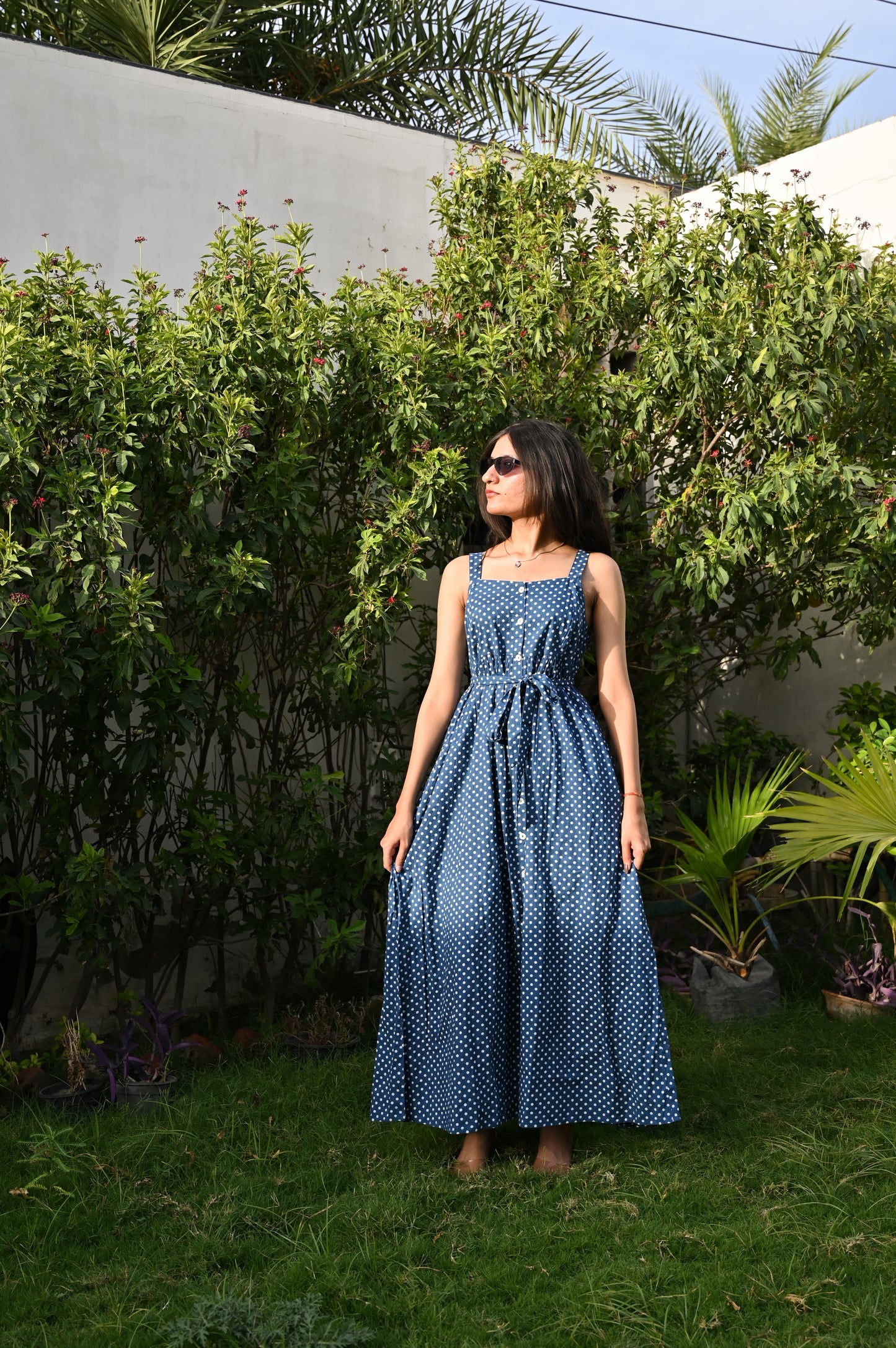 Polka Breeze Button-Down Dress