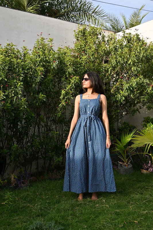 Polka Breeze Button-Down Dress
