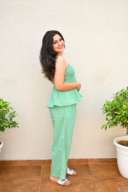 Green Gingham Strapless Co-ord Set