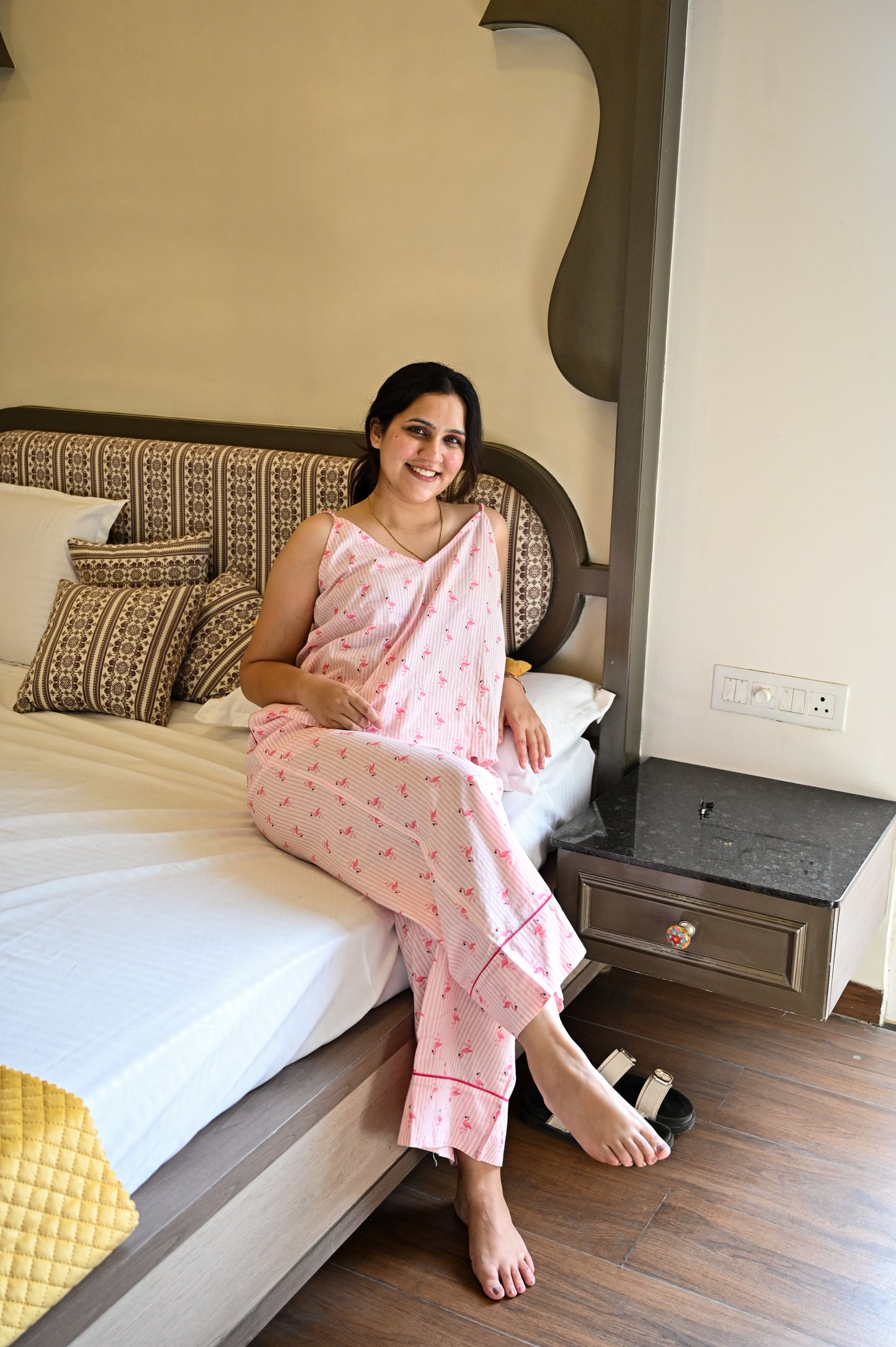 Pink Flamingo Striped Loungewear Set