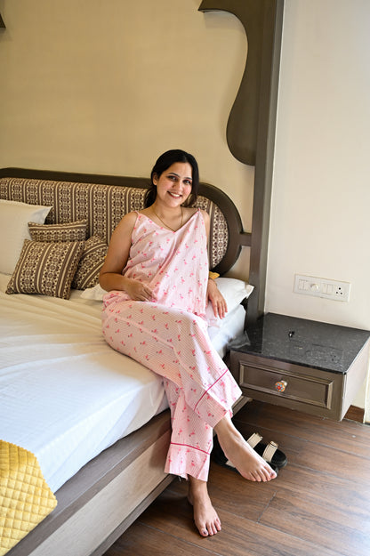 Pink Flamingo Striped Loungewear Set