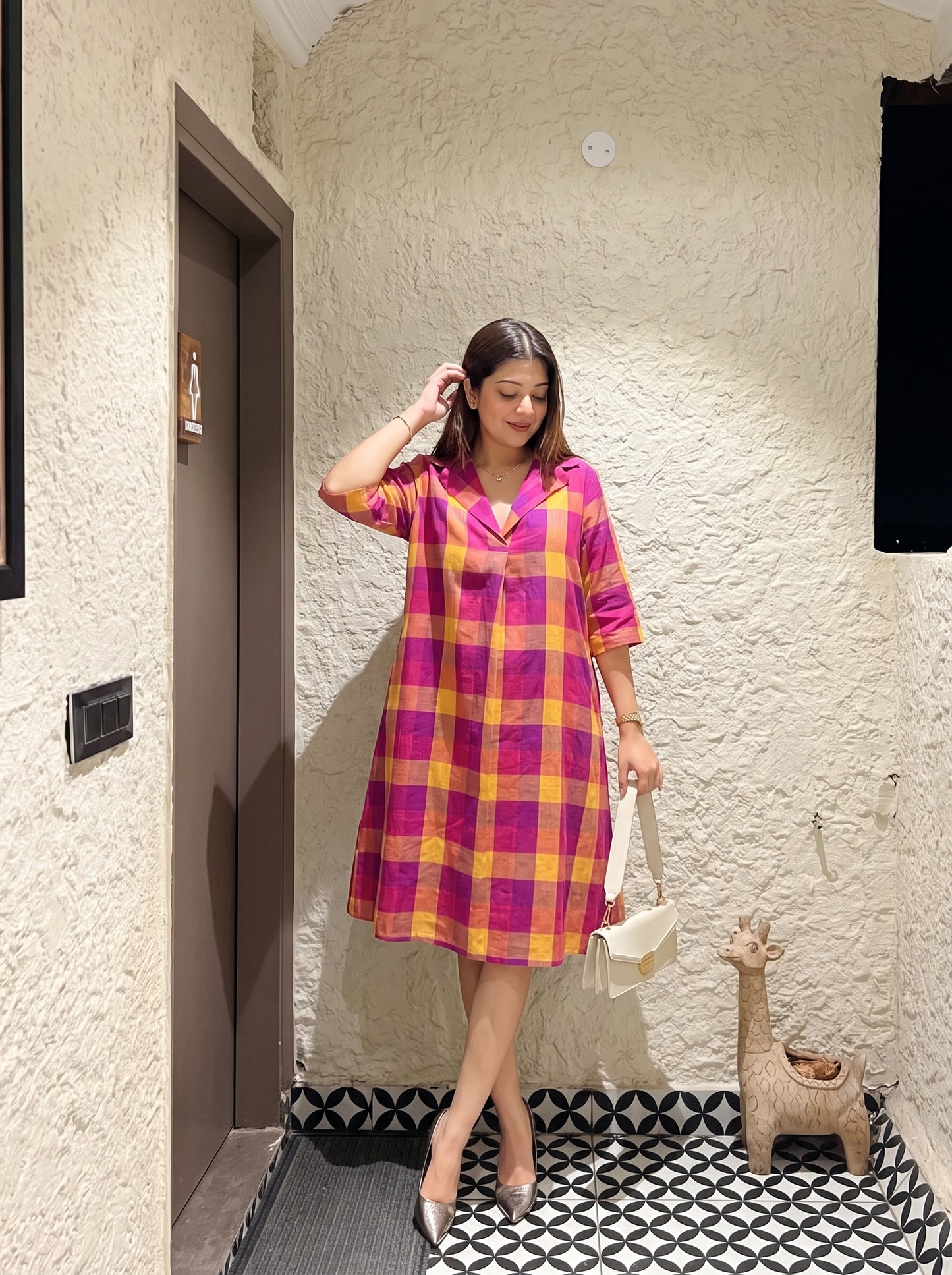 Sunset Sorbet Check Dress