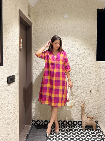 Sunset Sorbet Check Dress