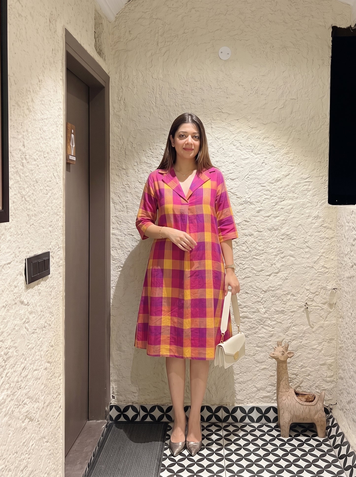 Sunset Sorbet Check Dress
