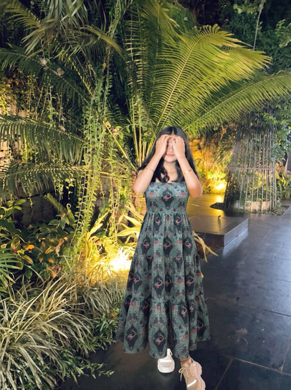 Sage Flamingo Tie-Shoulder Maxi Dress
