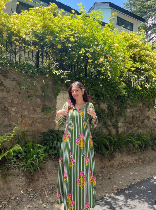 Green Floral Printed Dress