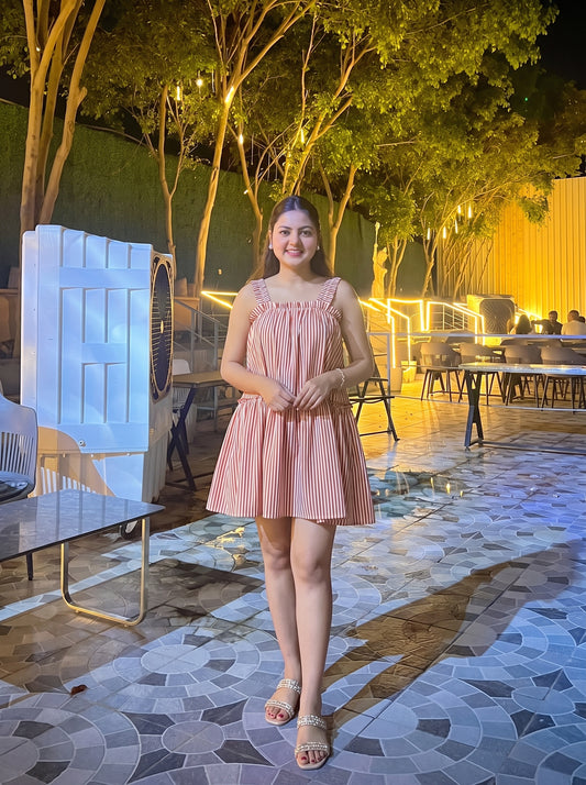 Striped Sleeveless Tiered Mini Dress