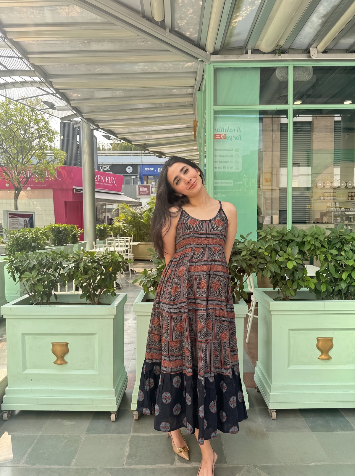 Boho Print Sleeveless Maxi Dress