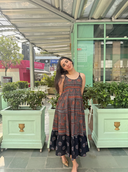 Boho Print Sleeveless Maxi Dress