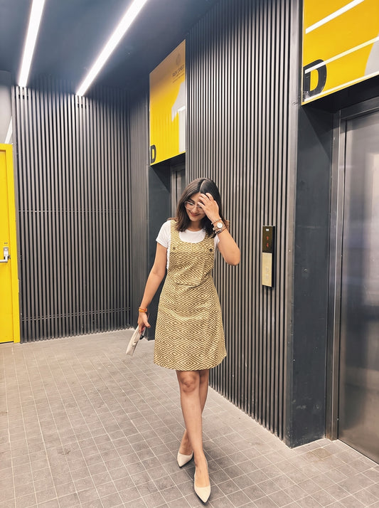 Olive Green Geometric Printed Dress