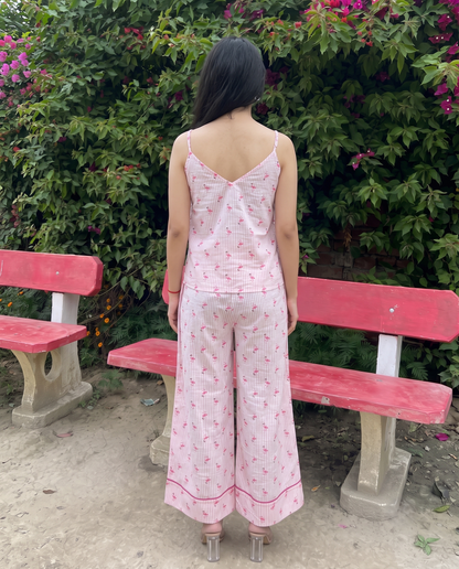 Pink Flamingo Striped Loungewear Set