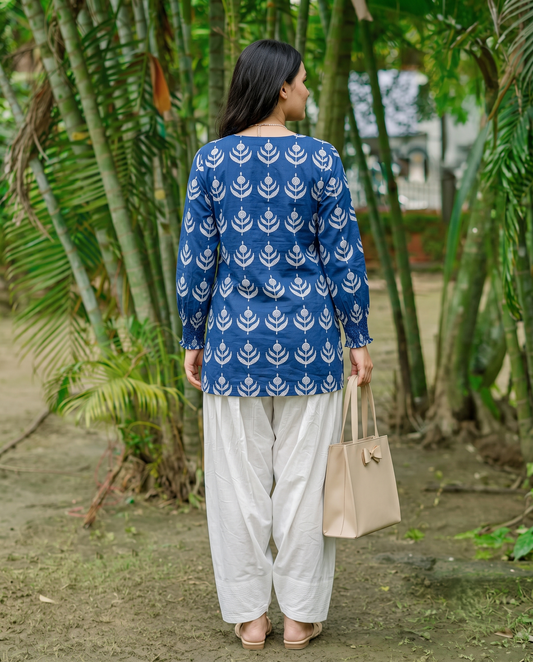 Royal Blue Floral Farshi Salwar