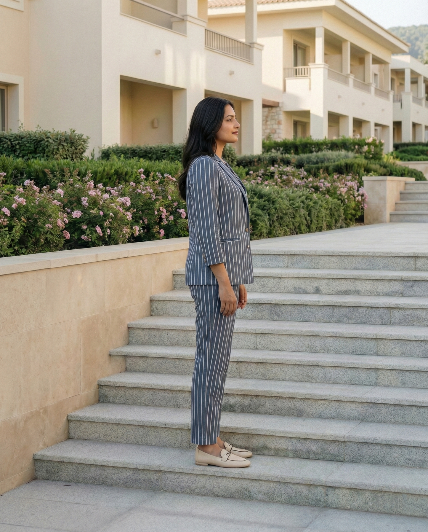 Midnight Vertical Luxe Stripe Three Piece Set