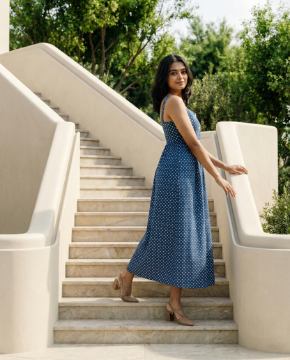 Polka Breeze Button-Down Dress