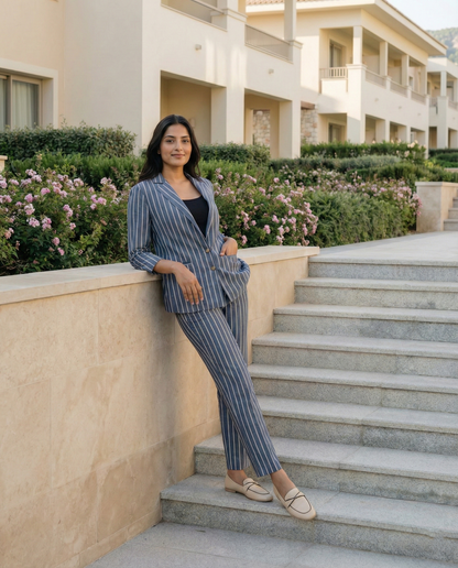 Midnight Vertical Luxe Stripe Three Piece Set