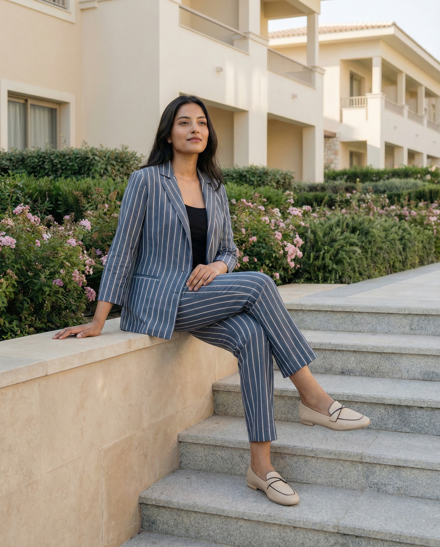 Midnight Vertical Luxe Stripe Three Piece Set