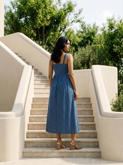 Polka Breeze Button-Down Dress