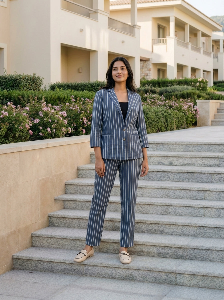 Midnight Vertical Luxe Stripe Three Piece Set
