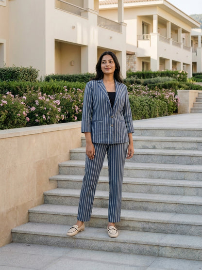 Midnight Vertical Luxe Stripe Three Piece Set