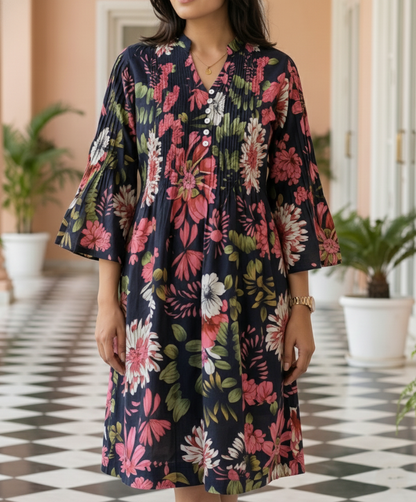 Black Floral Printed Mini Dress
