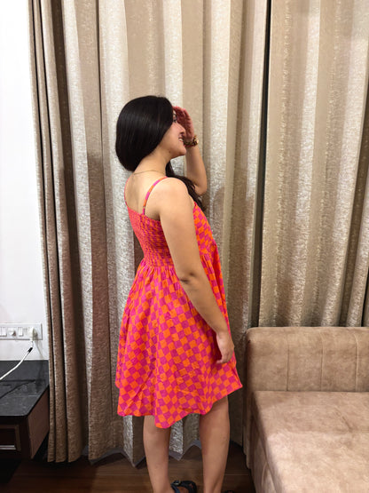 Sunset Checkered Midi Dress