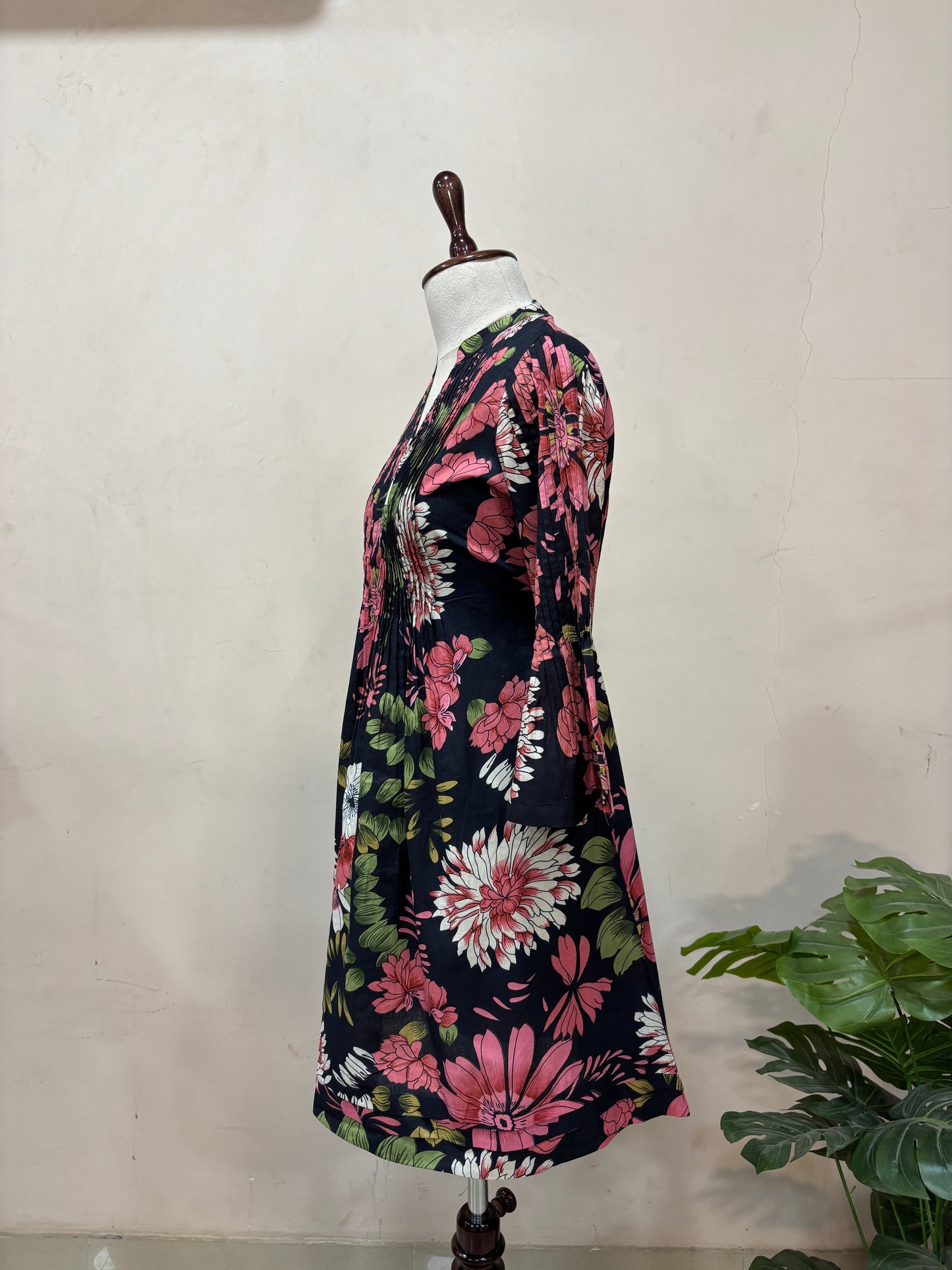 Black Floral Printed Mini Dress