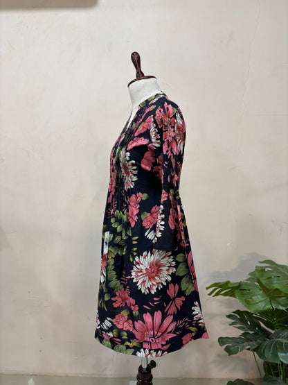 Black Floral Printed Mini Dress