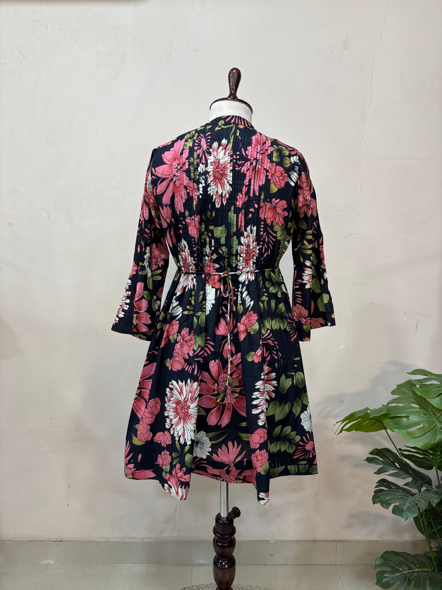 Black Floral Printed Mini Dress
