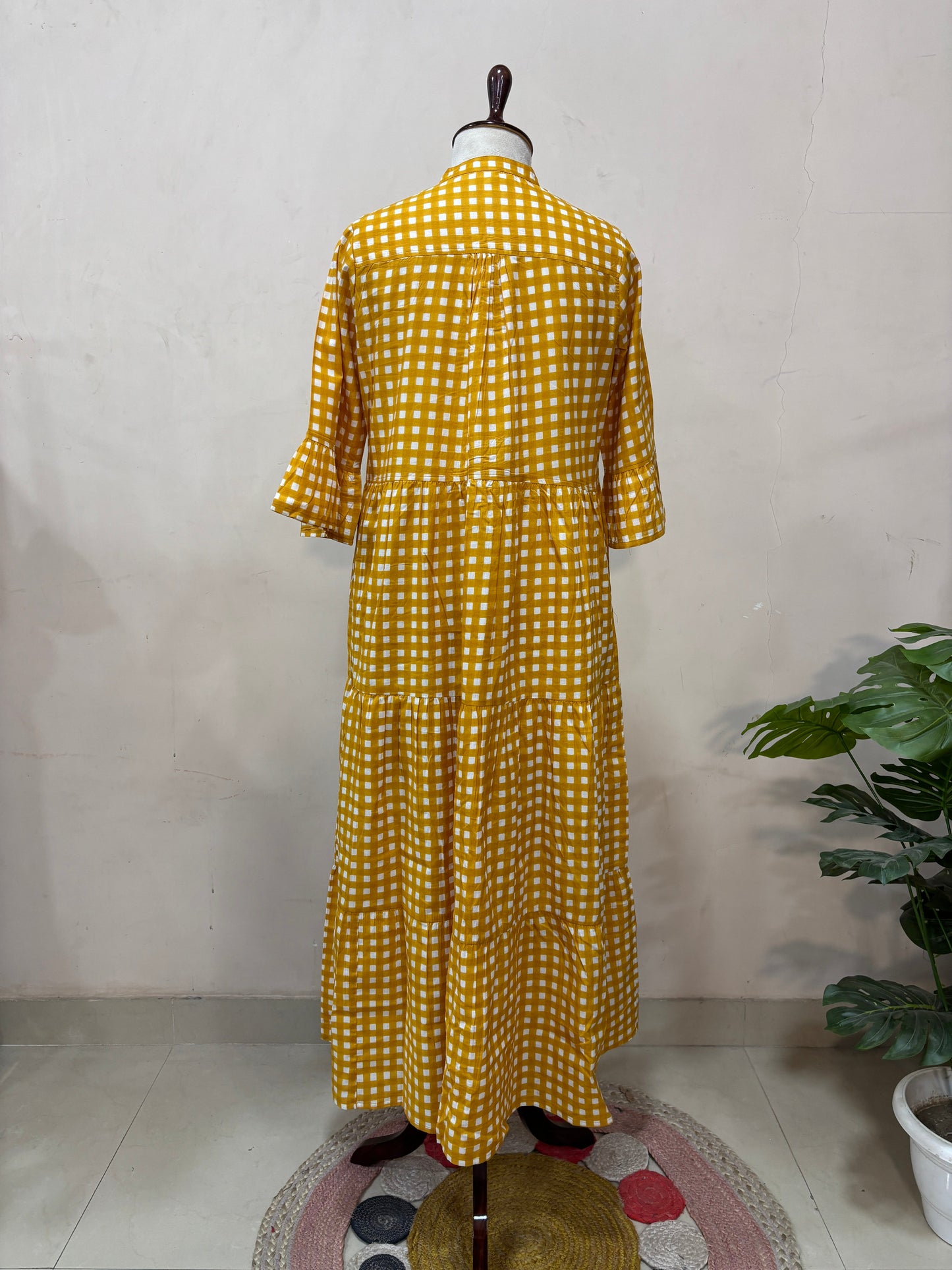 Mustard Checkered Maxi Dress