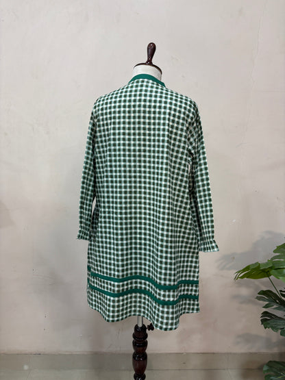 Green Checkered Straight Mini Dress