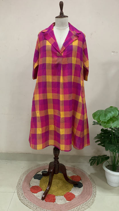 Sunset Sorbet Check Dress
