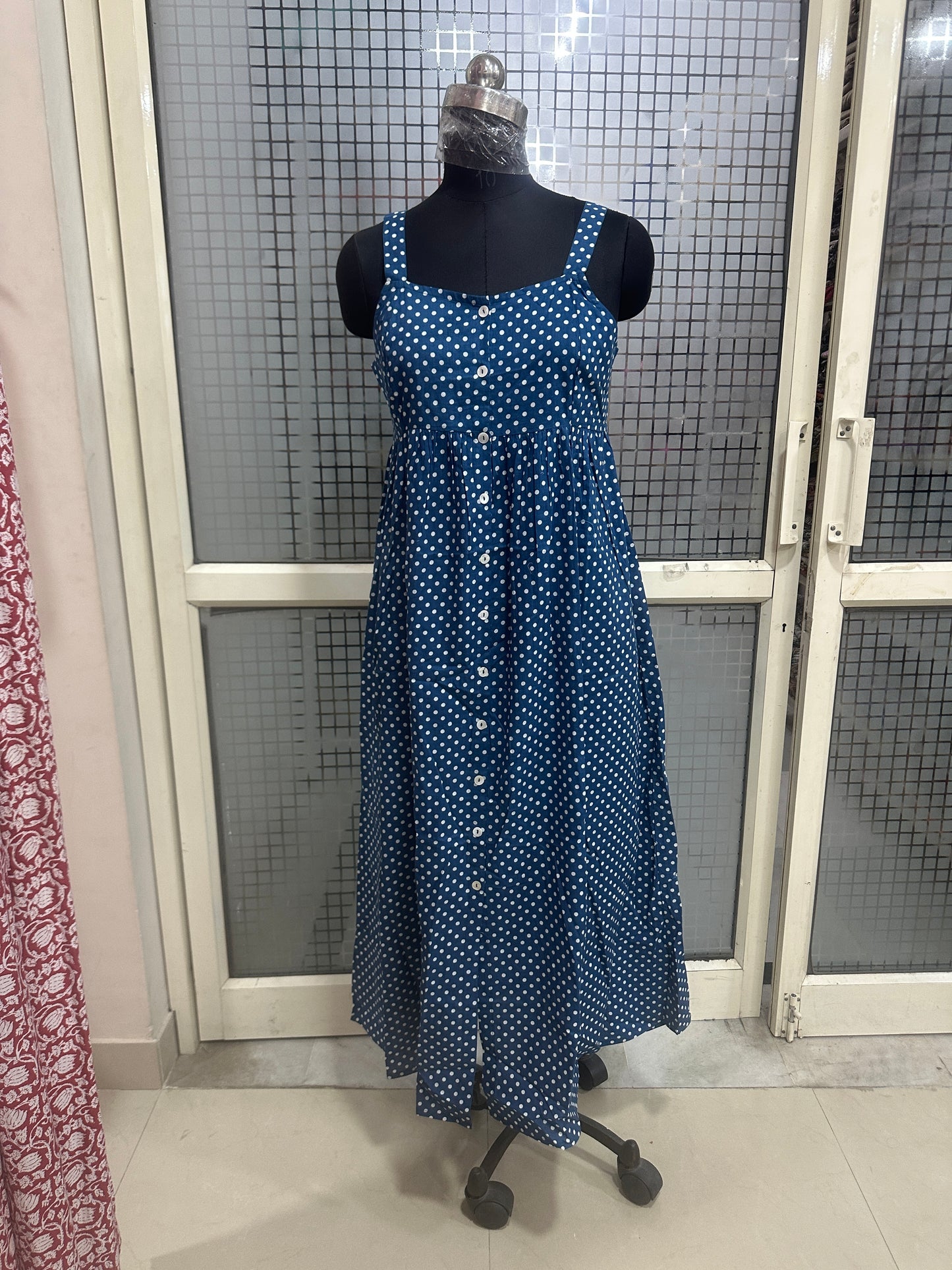 Polka Breeze Button-Down Dress