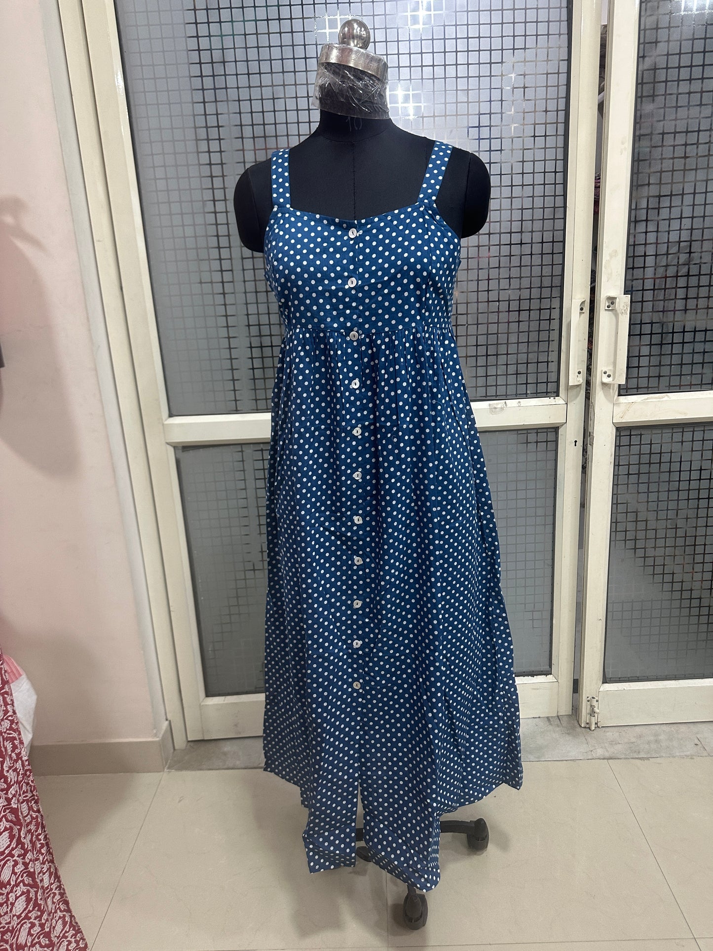 Polka Breeze Button-Down Dress