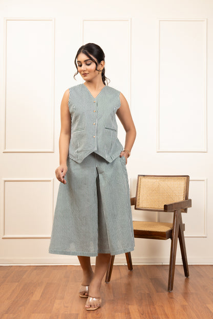 Striped Sleeveless Top & Culotte Set