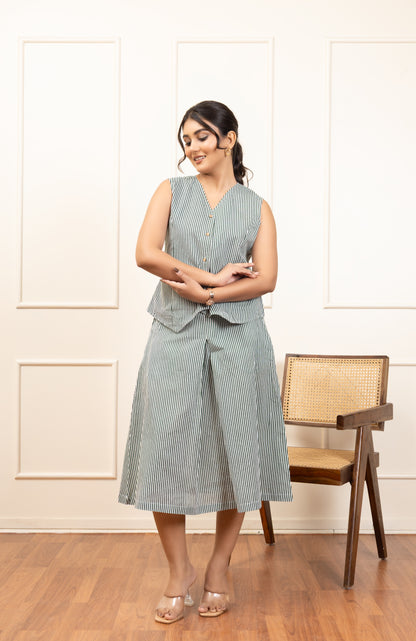 Striped Sleeveless Top & Culotte Set