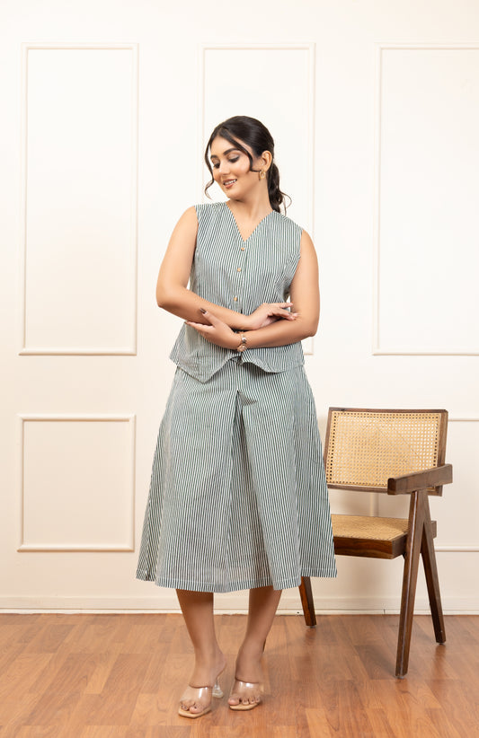 Striped Sleeveless Top & Culotte Set