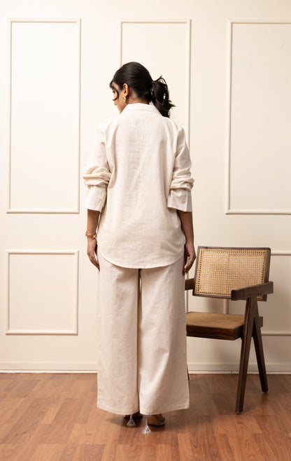 Classic Beige Button-Down Co-ord Set