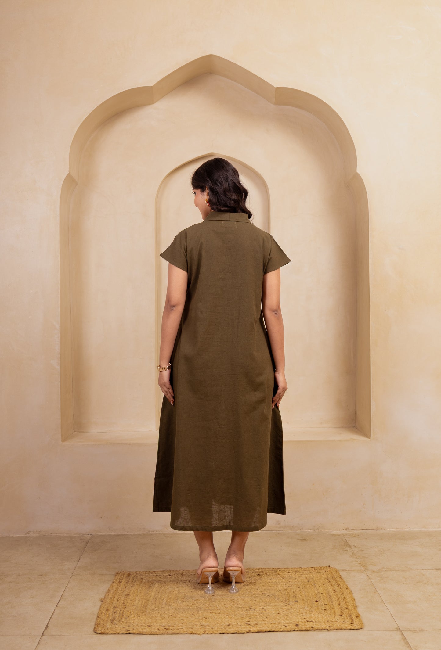 Olive Charm Midi Dress