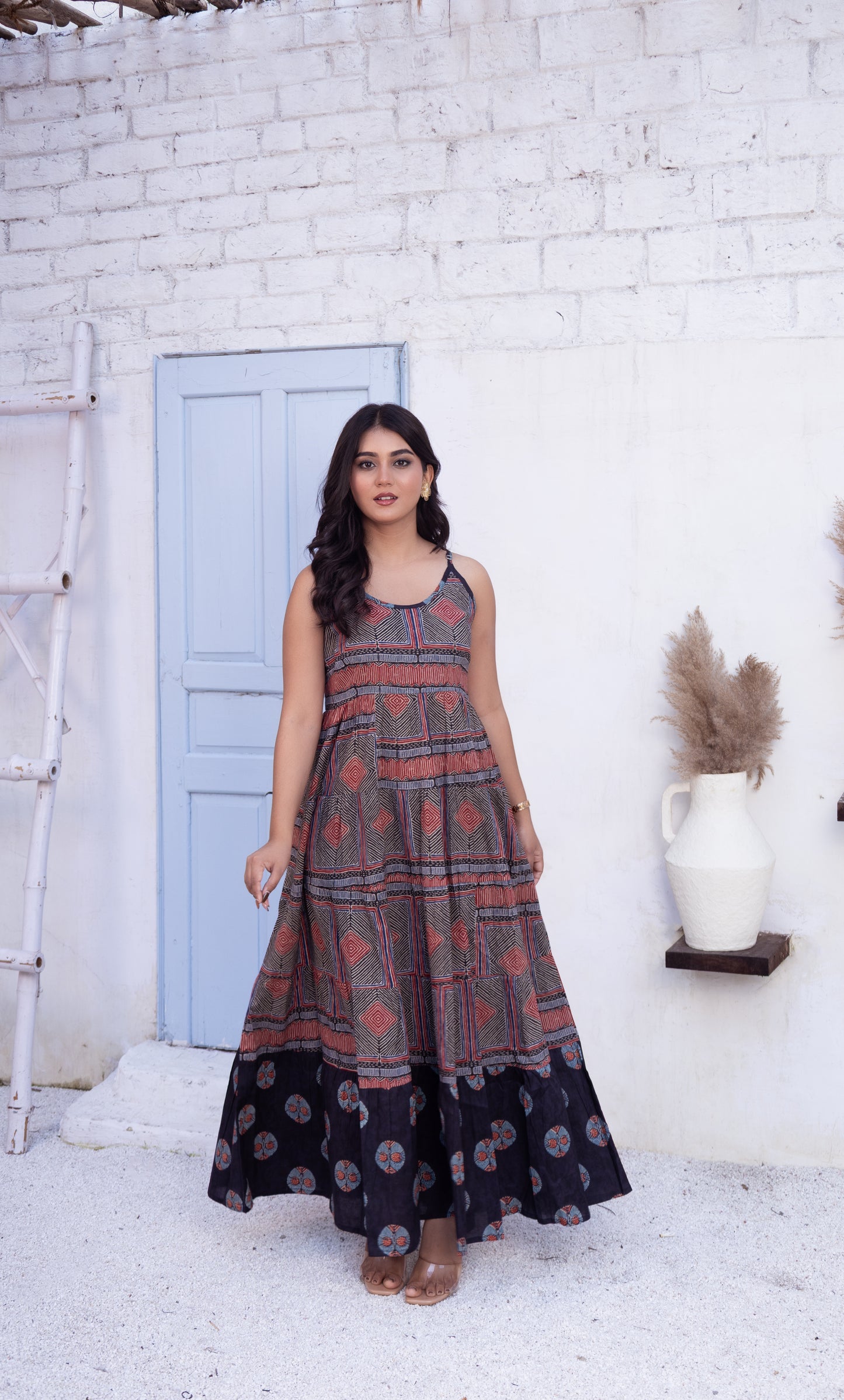 Boho Print Sleeveless Maxi Dress